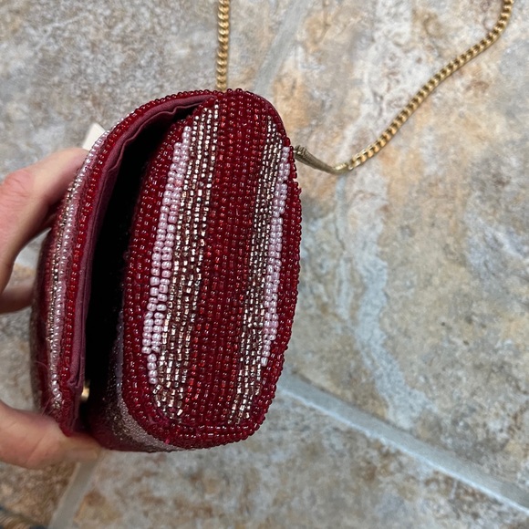 Anthropologie Beaded Petal Clutch Shoulder Bag NWT